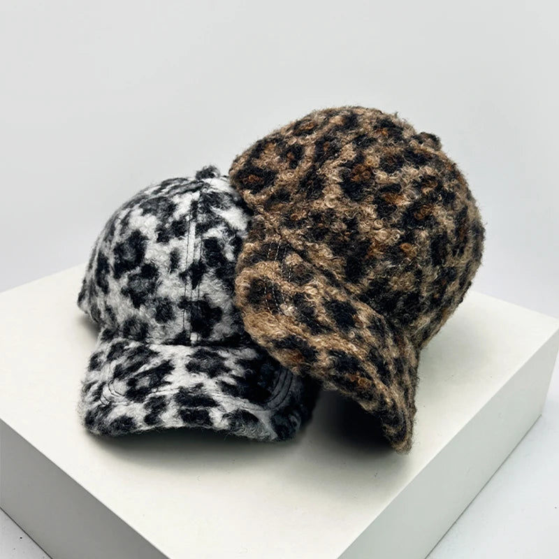 Check Leopard Print Baseball Cap