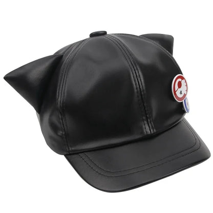 Asuka Cat Ear PU Leather Baseball Cap