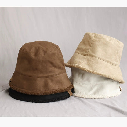 Women’s Reversible Lamb Wool Winter Bucket Hat