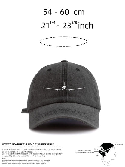 Airplane Print Washed Retro Adjustable Baseball Cap