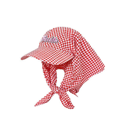 Womens Plaid Korean Style Sunshade Bucket Hat