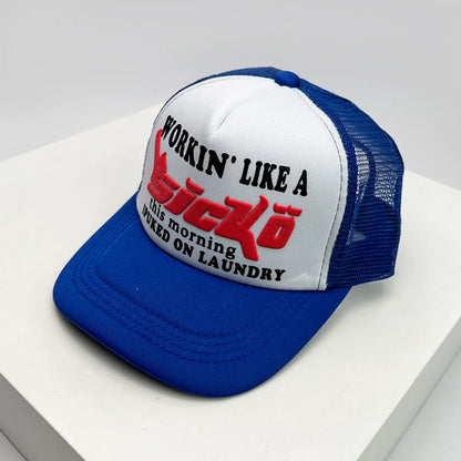 American Anime Letter Half Mesh Baseball Cap
