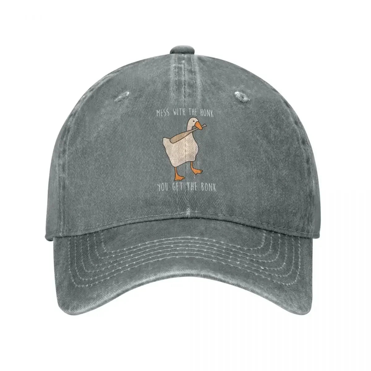 Untitled Goose Game Honk Bonk Distressed Denim Baseball Cap