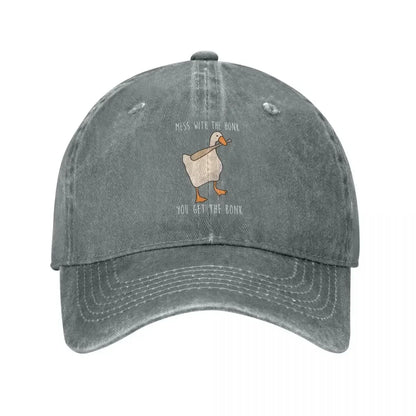 Untitled Goose Game Honk Bonk Distressed Denim Baseball Cap