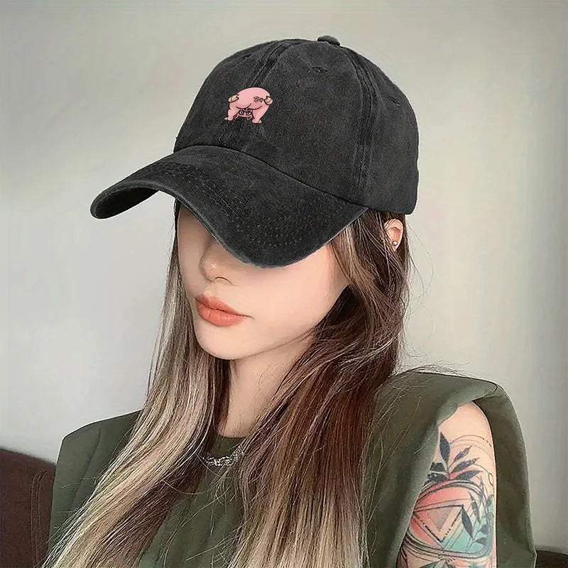 Cute Pink Pig Print Street Baseball Cap