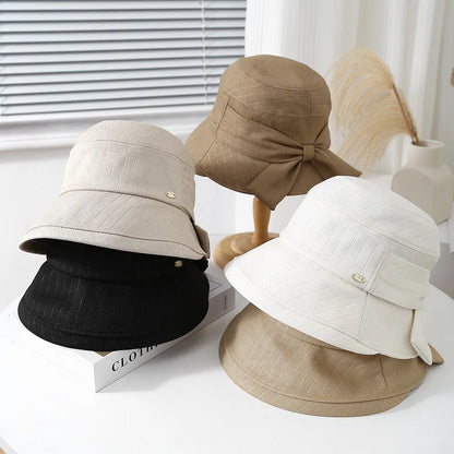Women's Bucket Hat With Bow Solid