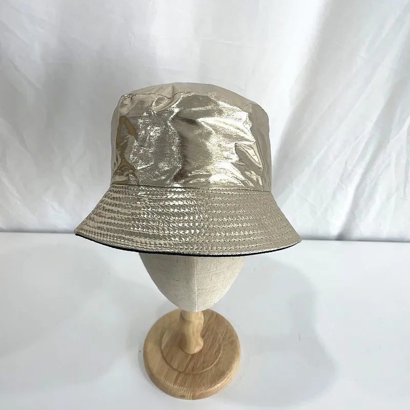 Laser Color Reversible Leather Bucket Hat Men Women