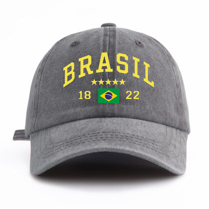 Brasil Print Washed Retro Baseball Cap