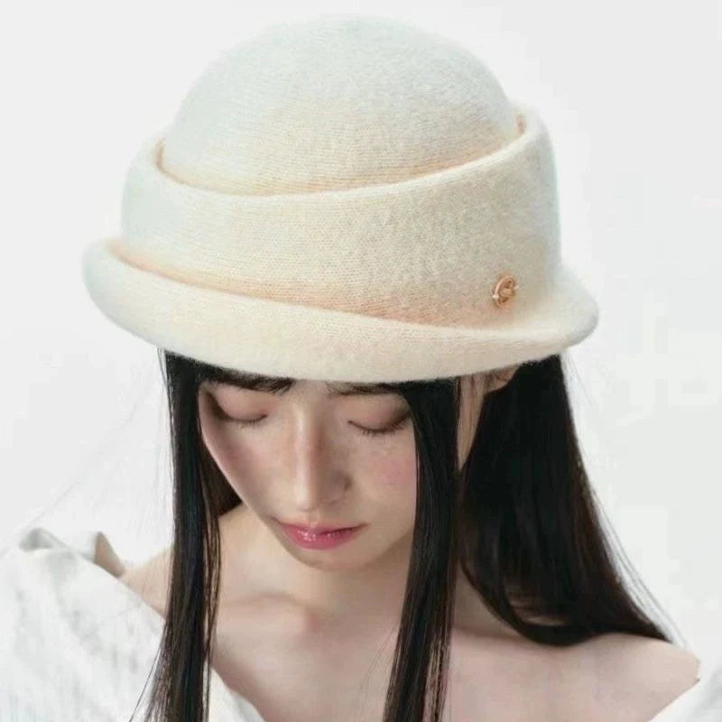 French Hepburn Retro Rolled Brim Bucket Hat