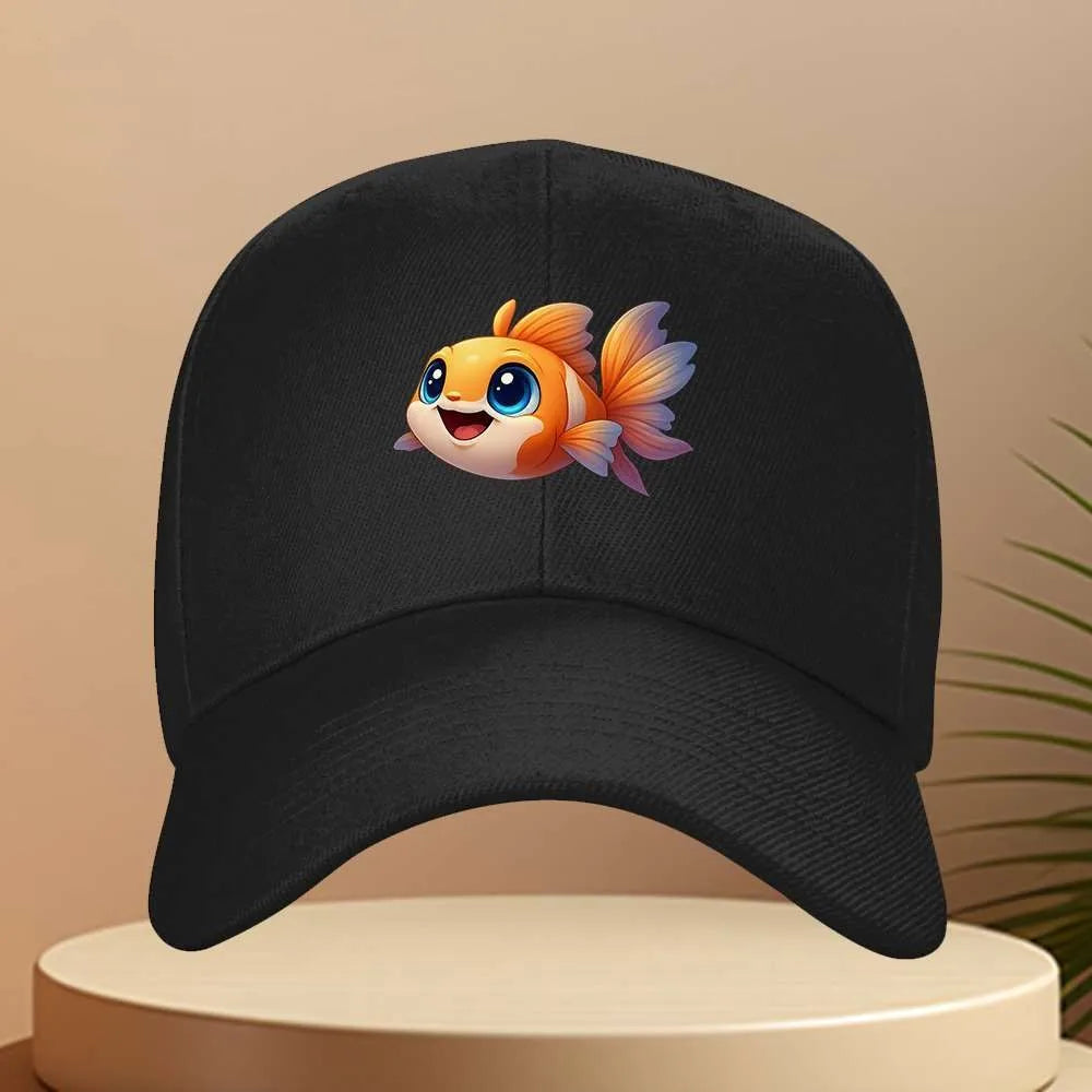 Cute Goldfish Cartoon Eye Print Adjustable Baseball Cap