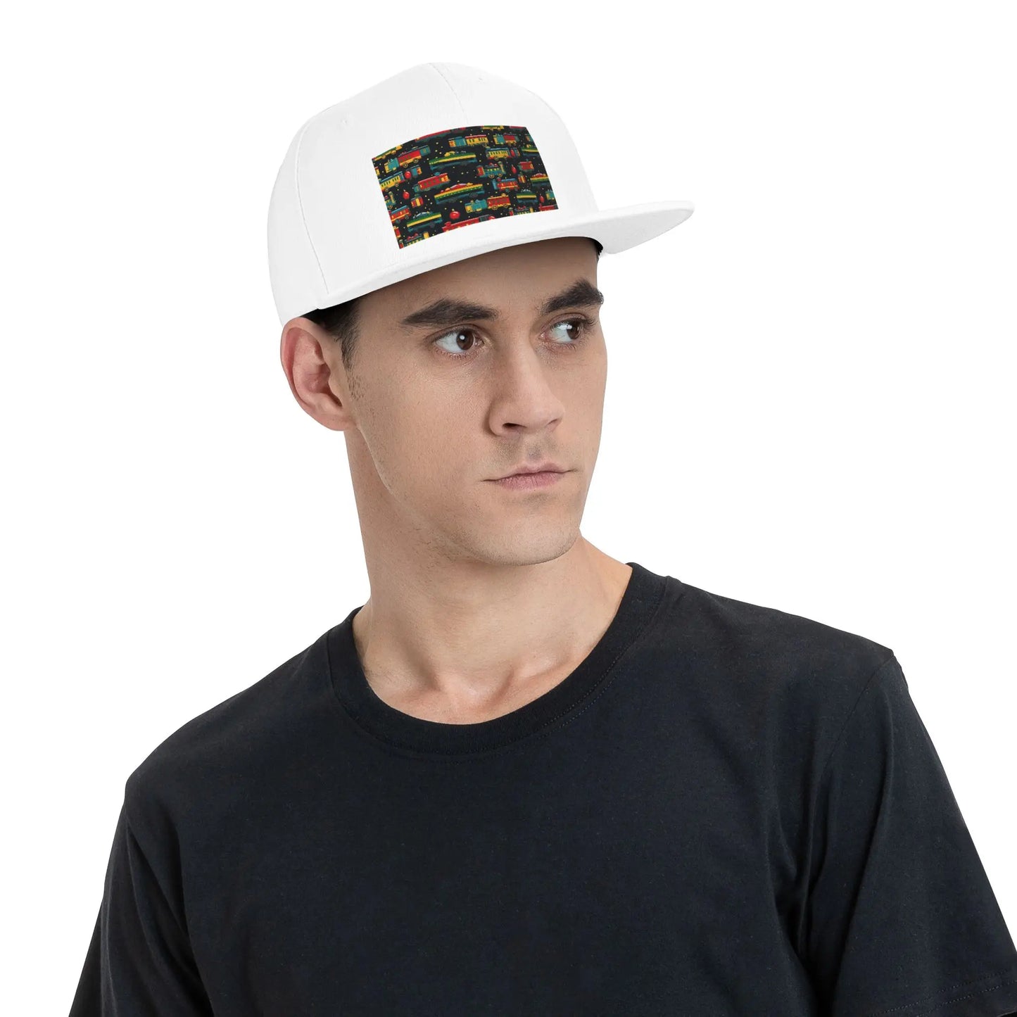 Cartoon Train Model Print Snapback Cap