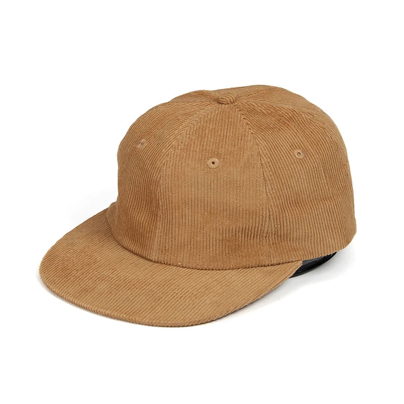 Corduroy 6-Panel Flat Brim Hip Hop Cap