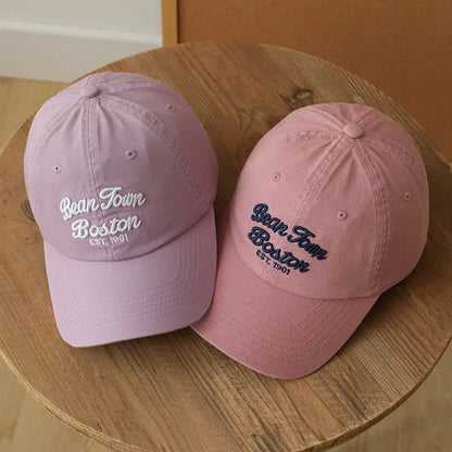 Vintage Korean Letter Duck Tongue Baseball Cap