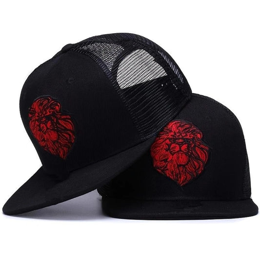 Unisex Lion Head Embroidery Hip-hop Net Hat