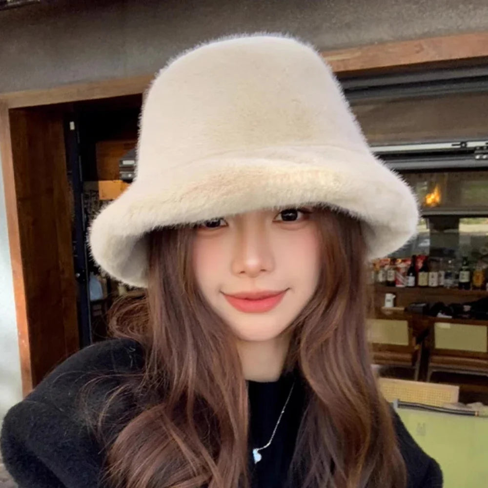 Fluffy Faux Fur Winter Bucket Hat