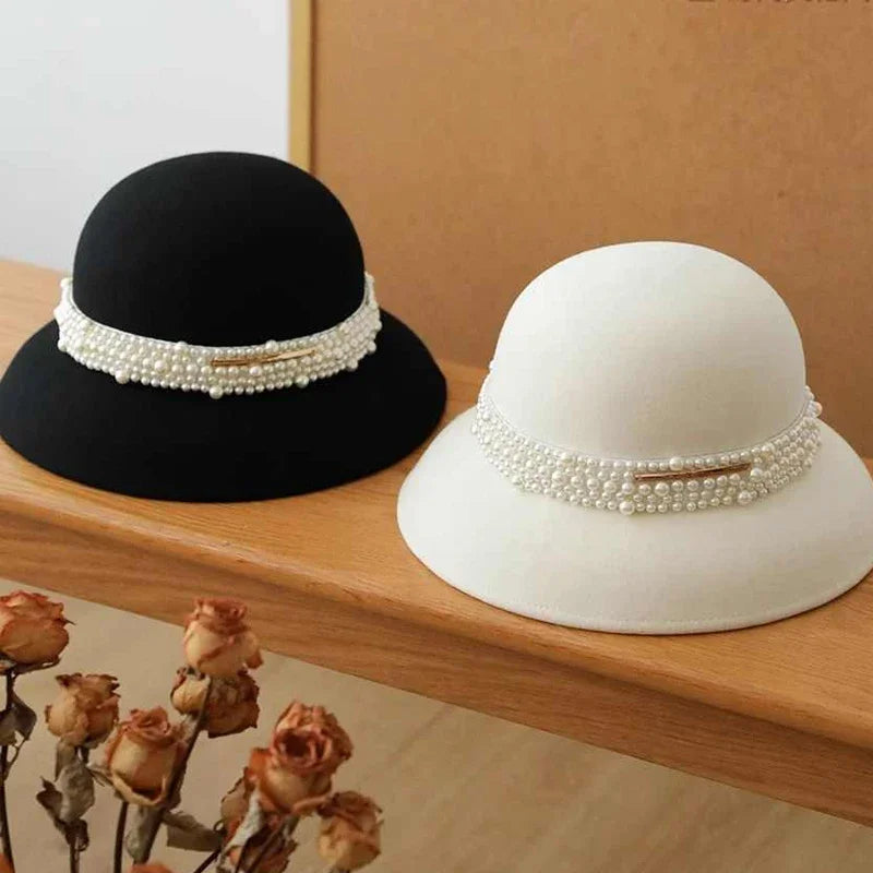 Hepburn Pearl Wide Brim Bucket Hat