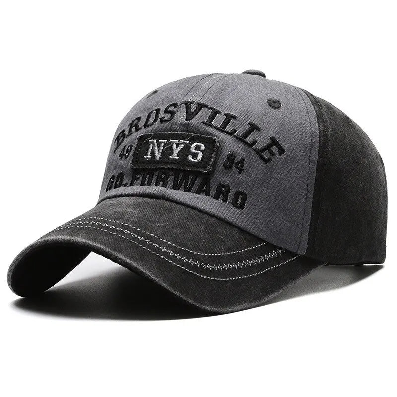 Distressed Washed Cotton Letter Baseball Cap