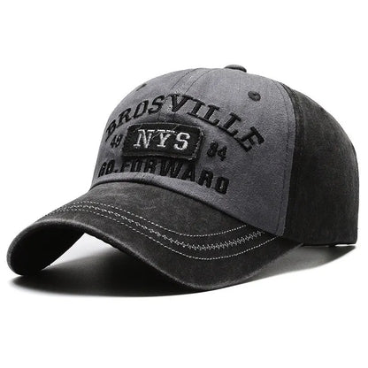 Distressed Washed Cotton Letter Baseball Cap
