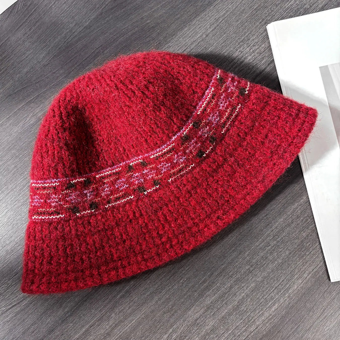 Vintage Fair Isle Wool Winter Bucket Hat