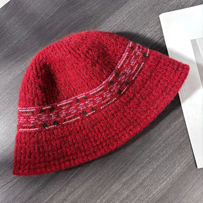 Vintage Fair Isle Wool Winter Bucket Hat