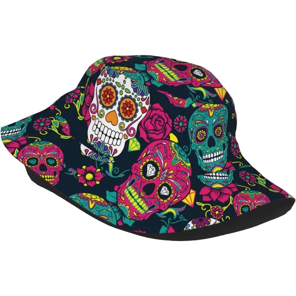 Mexican Skull Printed Bucket Hat