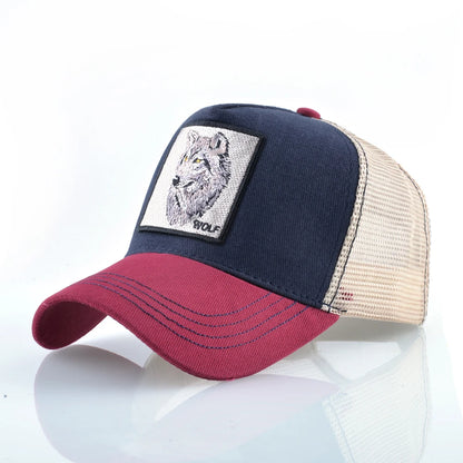 Unisex Wolf Patch Embroidery Trucker Baseball Cap