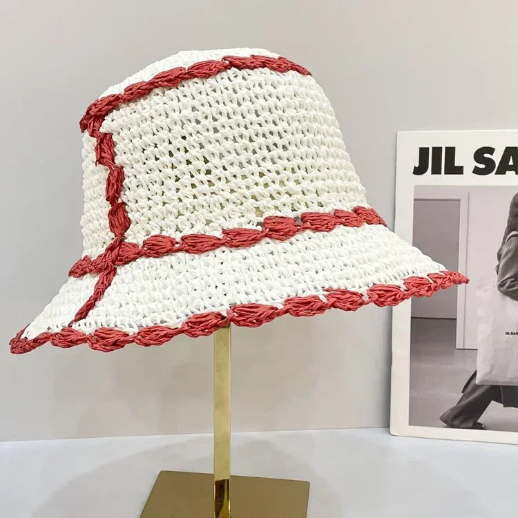 Spring Autumn Handmade Crochet Lattice Women Bucket Hat