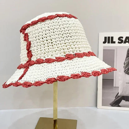 Spring Autumn Handmade Crochet Lattice Women Bucket Hat