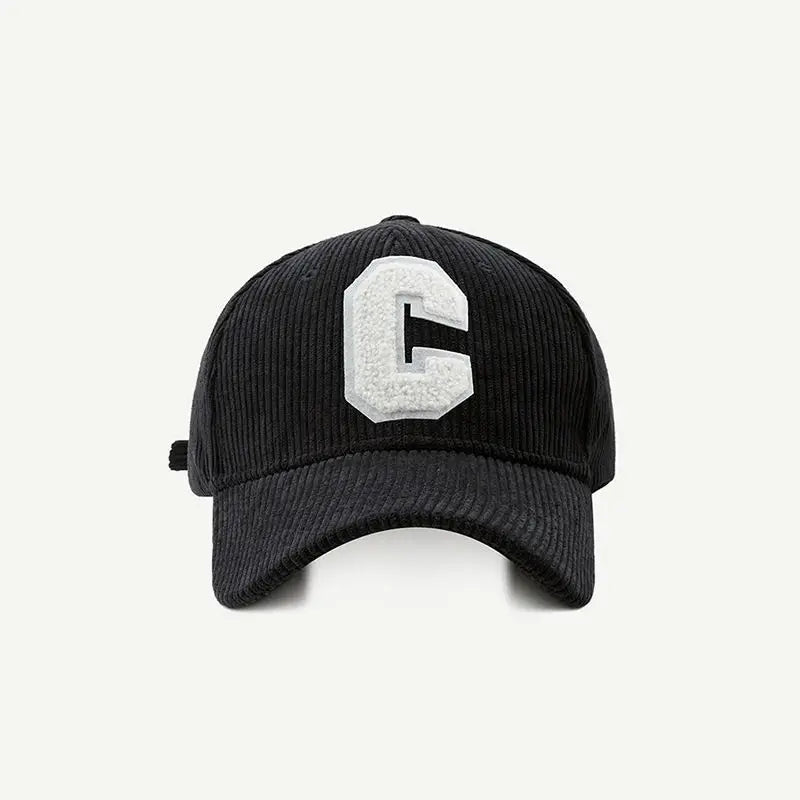 Corduroy Letter C Ponytail Baseball Cap