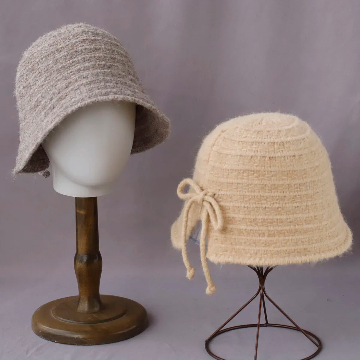 Women’s Wool Knit Bow Winter Bucket Hat
