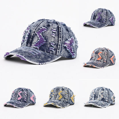 Retro Frayed Denim Adjustable Distressed Baseball Cap