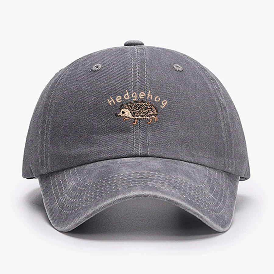 Mini Hedgehog Embroidery Vintage Cotton Baseball Cap