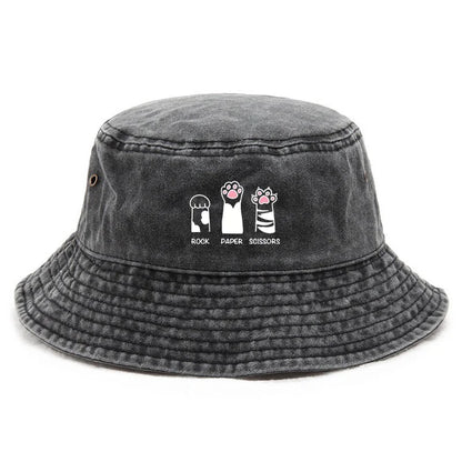 Cute Paw Print Cotton Cat Lover Bucket Hat