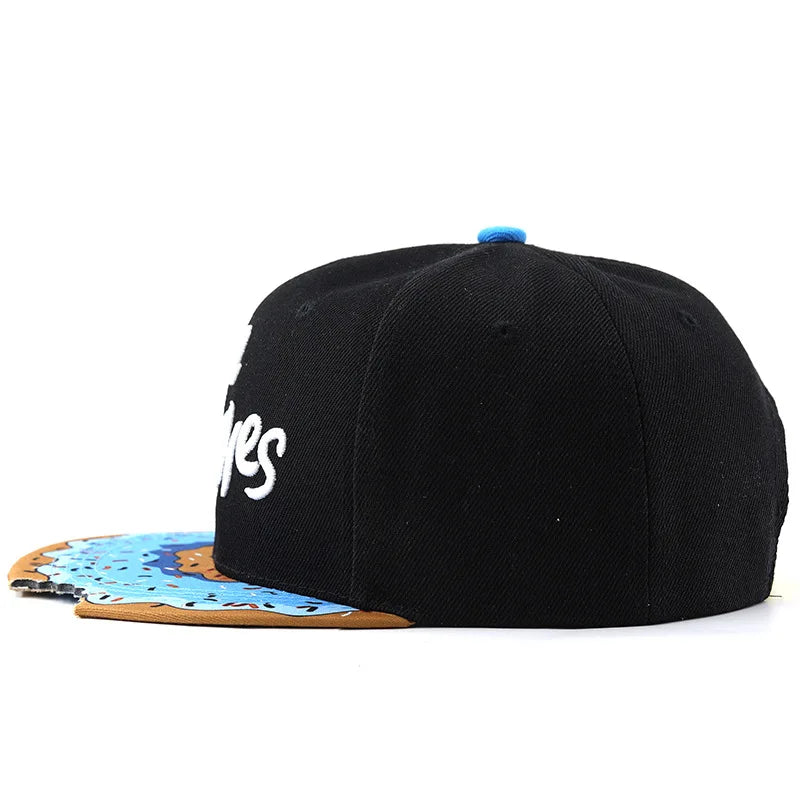 Doughnut Embroidered Hip Hop Snapback Cap