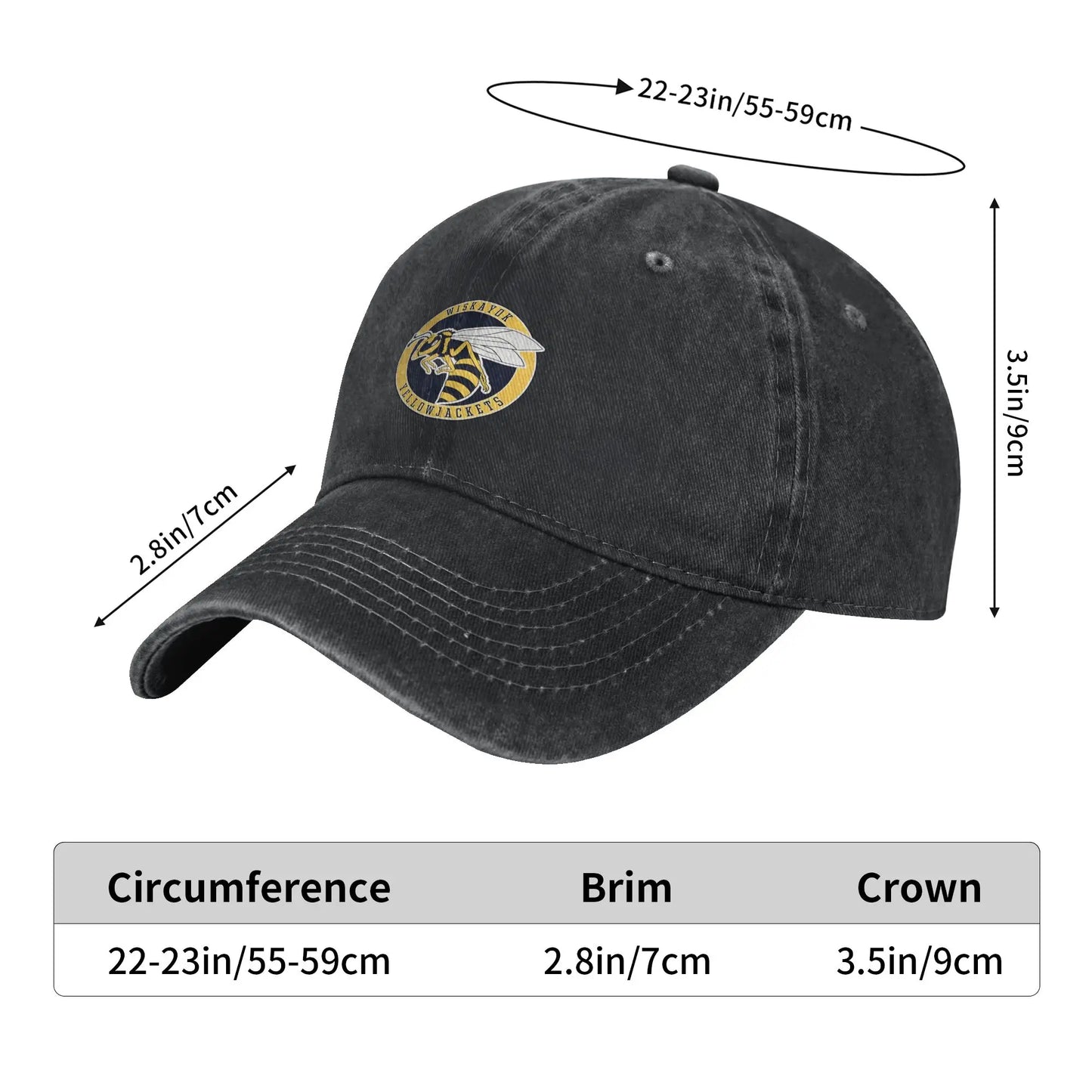 Wiskayok WHS Yellowjackets Washed Hip Hop Baseball Cap