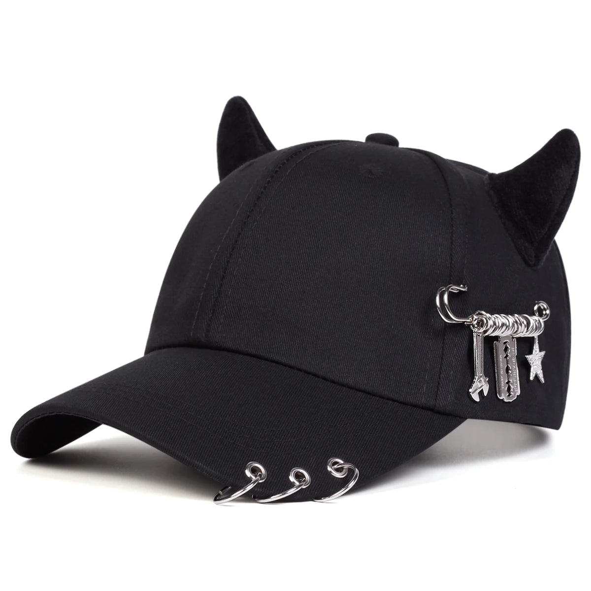Unisex Iron Ring Cow Horn Baseball Cap
