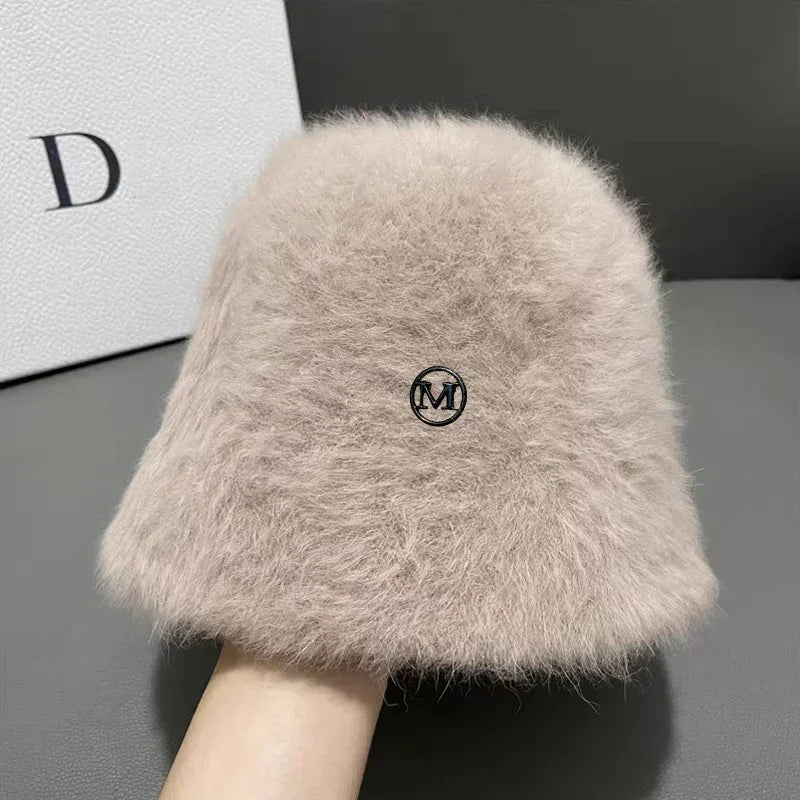 Cute Fleece Solid Color Winter Bucket Hat