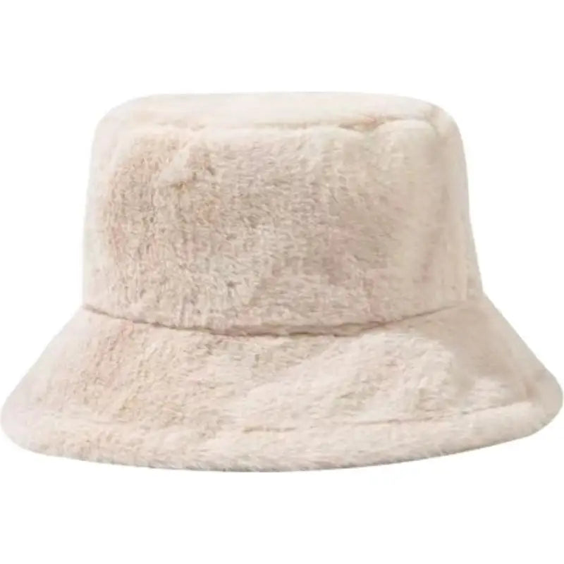 Faux Fur Winter Bucket Hat Women Soft Warm Fisherman Cap