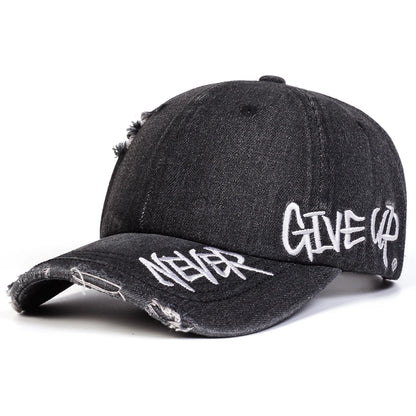 Unisex NEVER GIVE UP Embroidered Baseball Cap