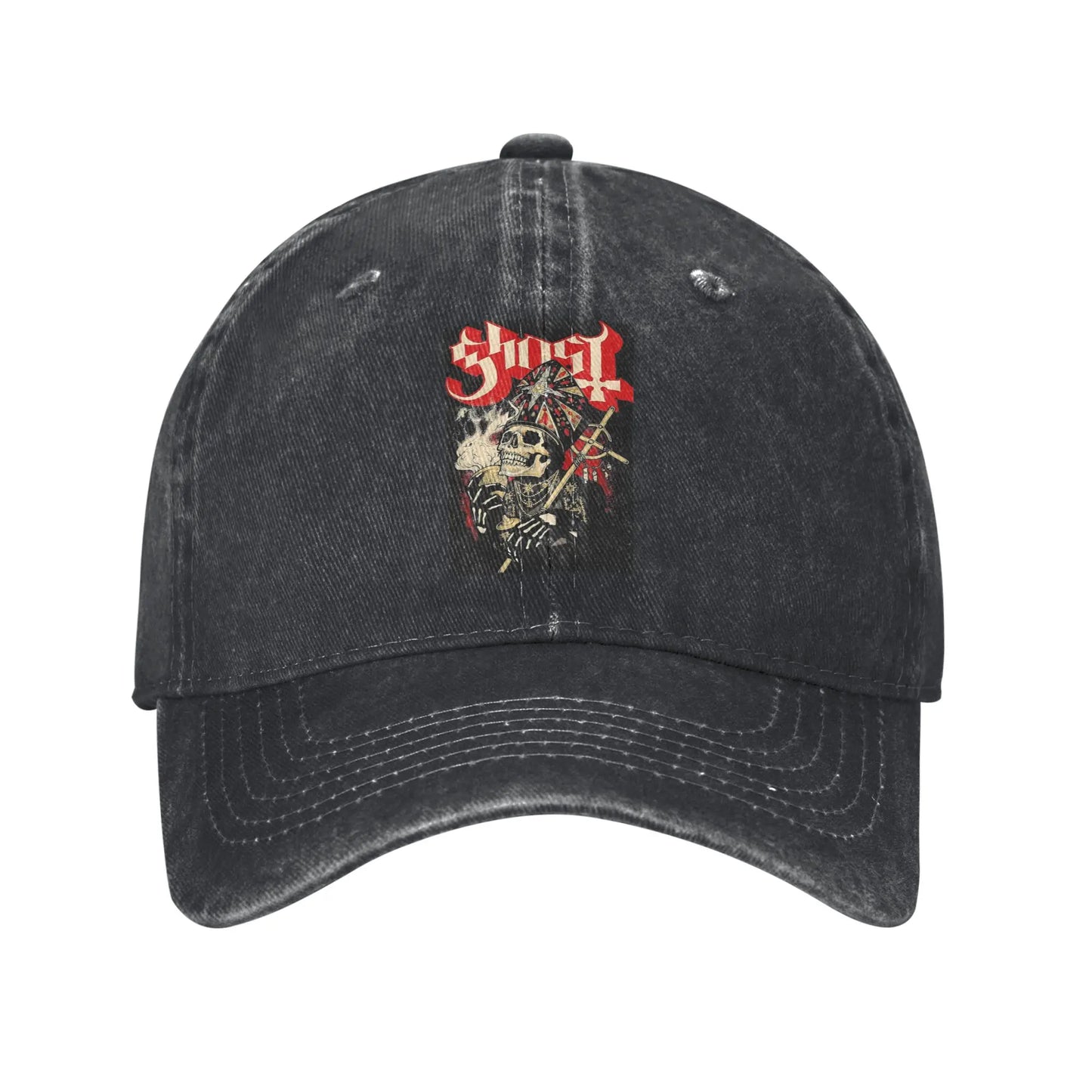 Swedish Rock Band Ghost Washed Denim Baseball Cap