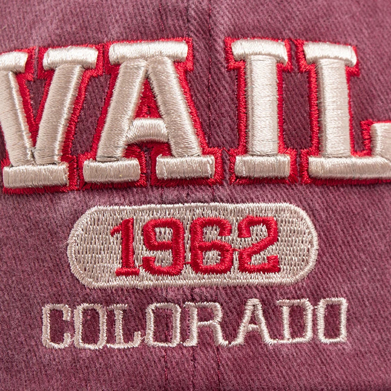 VAIL Letter Embroidered Cotton Soft Top Baseball Cap