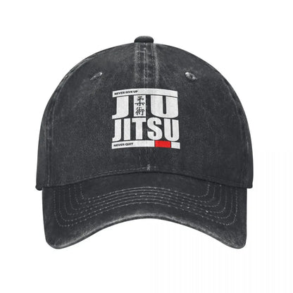 Jiu Jitsu Never Quit Denim Streetwear Baseball Cap
