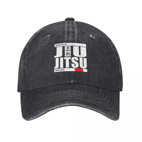 Jiu Jitsu Never Quit Denim Streetwear Baseball Cap