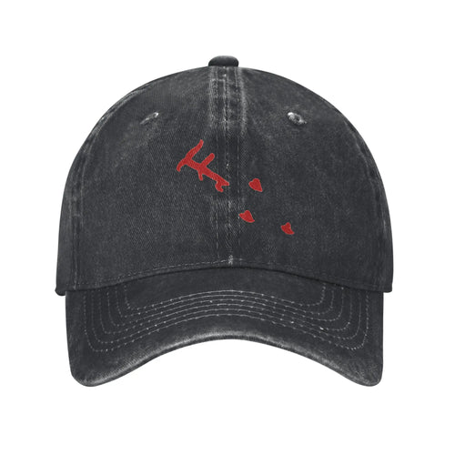 Red Loveheart Washed Denim Trucker Baseball Cap