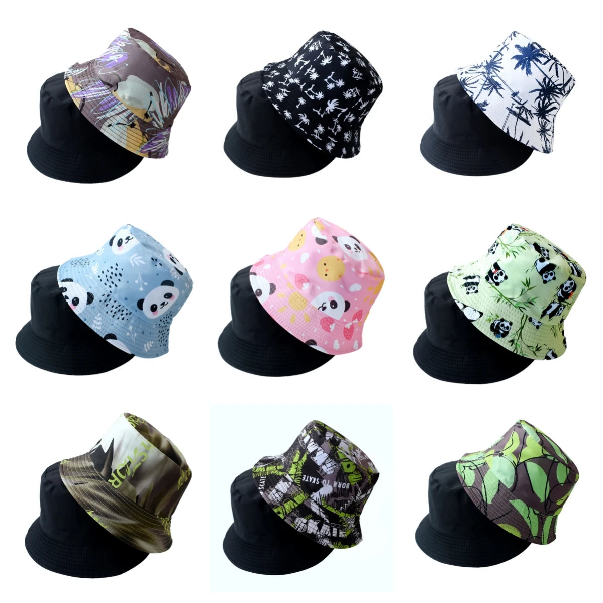 Unisex Double Sided Panda Bucket Hat