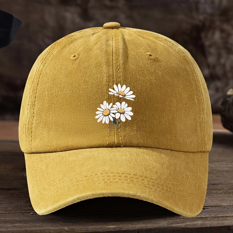 Unisex Daisy Print Duckbill Cap
