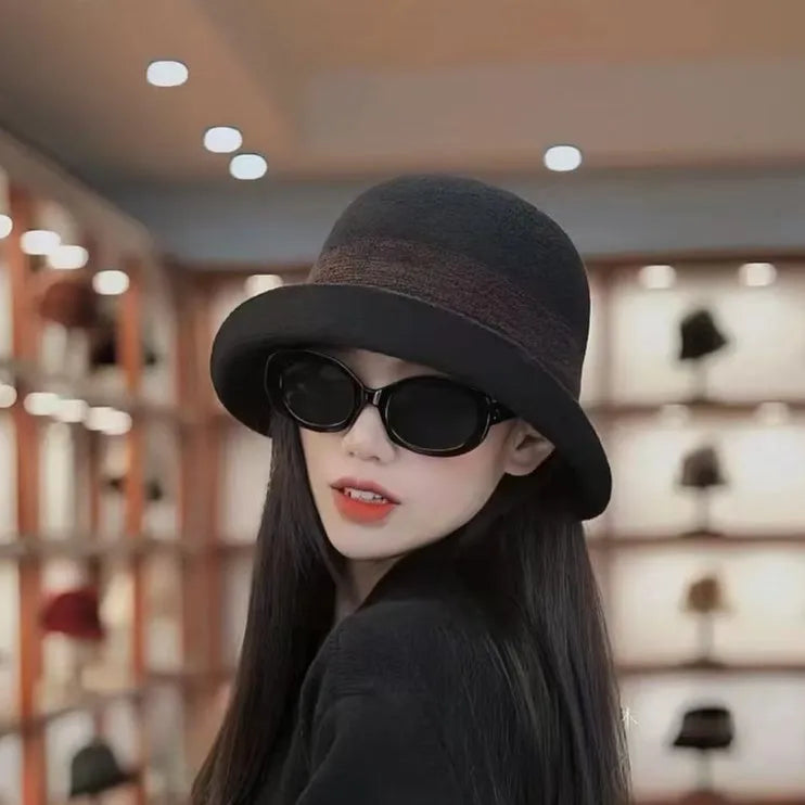 Elegant Curled Top Knitted Bucket Hat