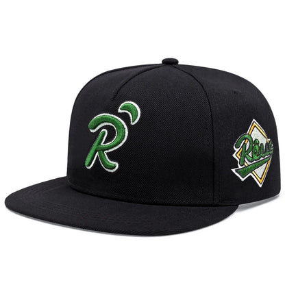 R-Letter Embroidered Flat Brim Hip Hop Cap