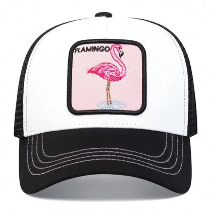 Unisex Flamingo Patch Embroidery Baseball Net Caps