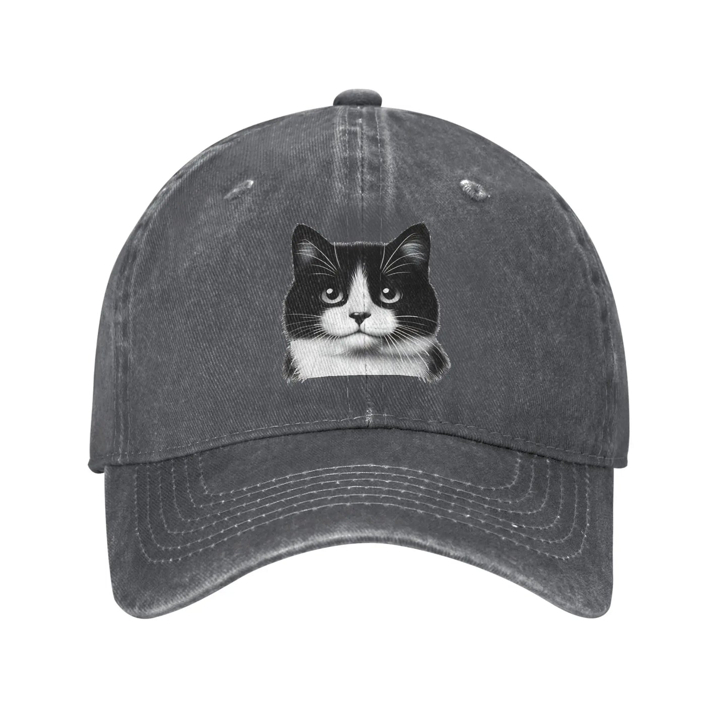 Black White Cat Washed Y2K Trucker Baseball Cap